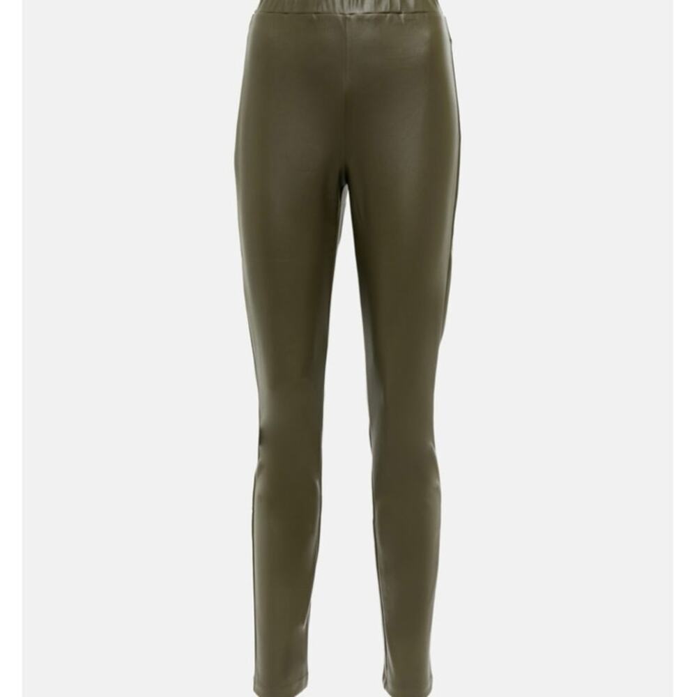 MaxMara LEISURE Ornella faux leather slim pants Pull On green Size M high Rise